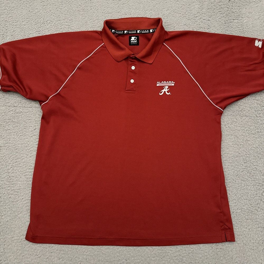 Starter Team Alabama Crimson Tide Polo‎ Shirt Men's XL Red Embroidered NCAA